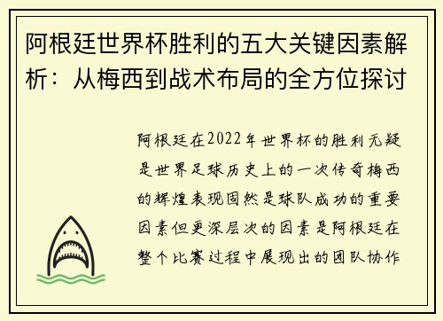 阿根廷世界杯胜利的五大关键因素解析：从梅西到战术布局的全方位探讨